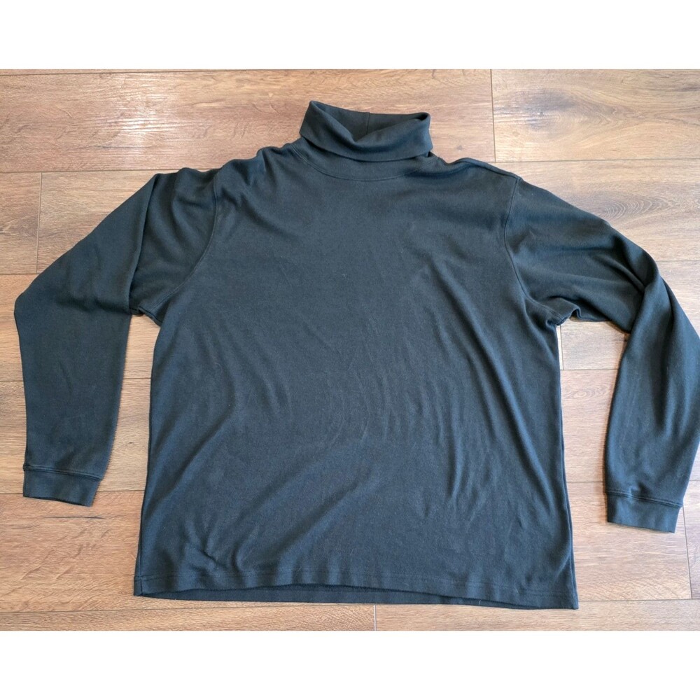 Scandia Woods Mens LS Turtleneck Shirt 2XL TALL Black Cotton Blend Vintage